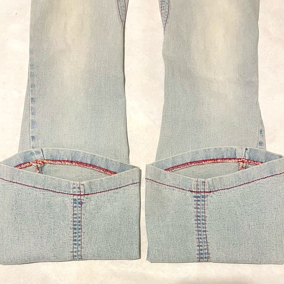 Miss Sixty Y2K Dionne Flared Light Blue Jeans Size 24 red stitching zipper - Picture 5 of 12